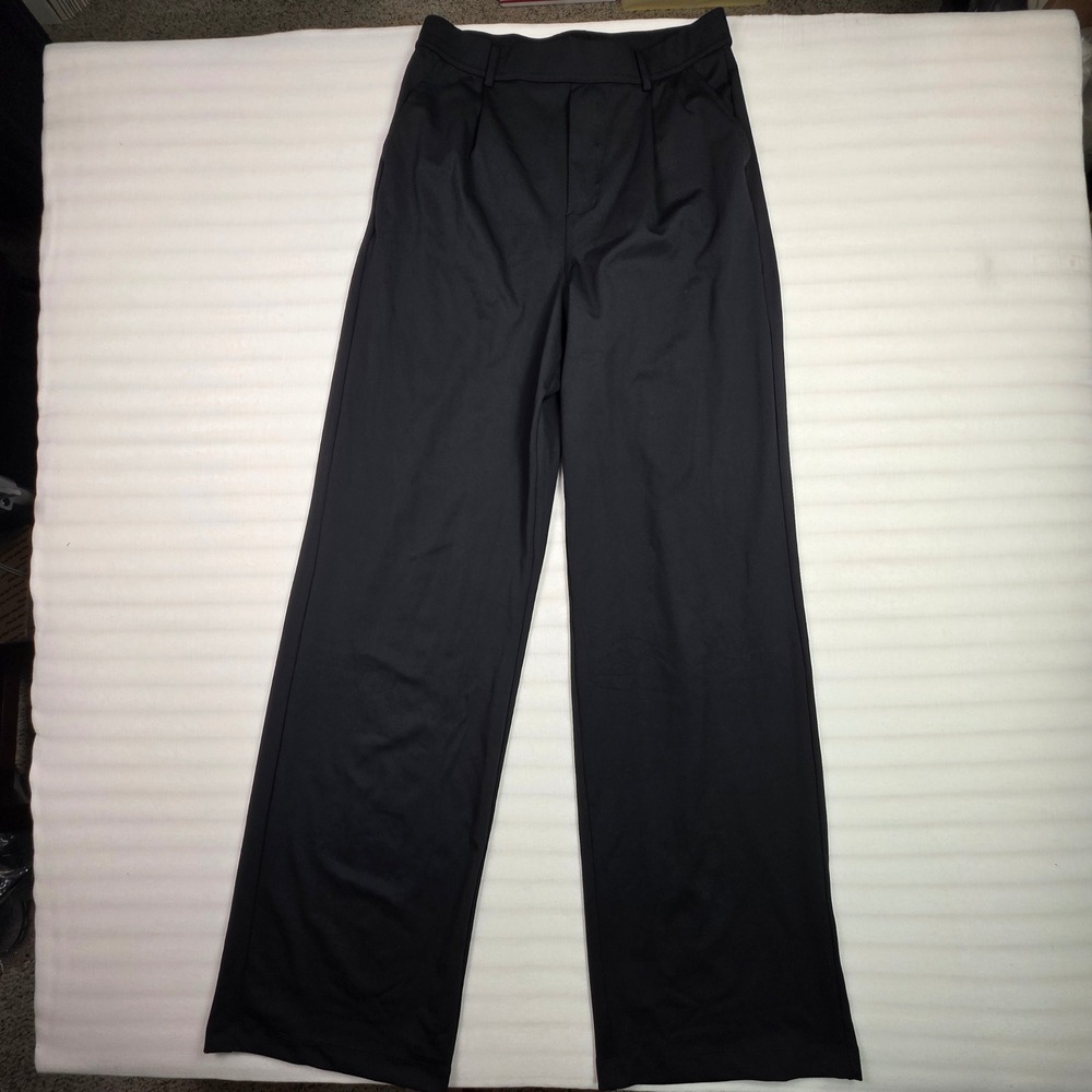Halara Black High Waisted Wide Leg Pleated Trousers Ultratall Womens Size M